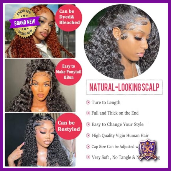 28 Inch Deep Wave Lace Front Wig Human Hair 200% Density Pre-Plucked